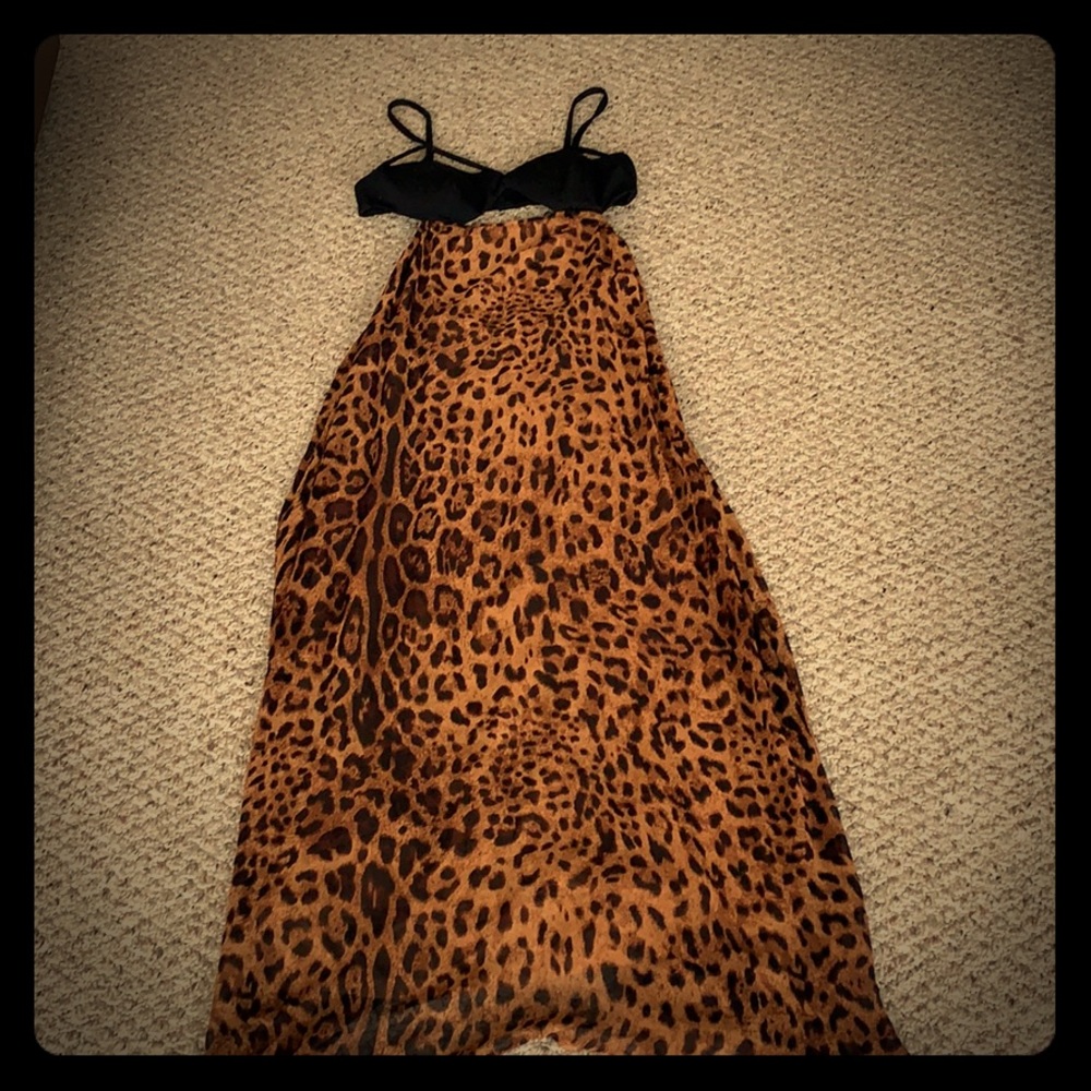 Leopard Maxi Dress , open back, M